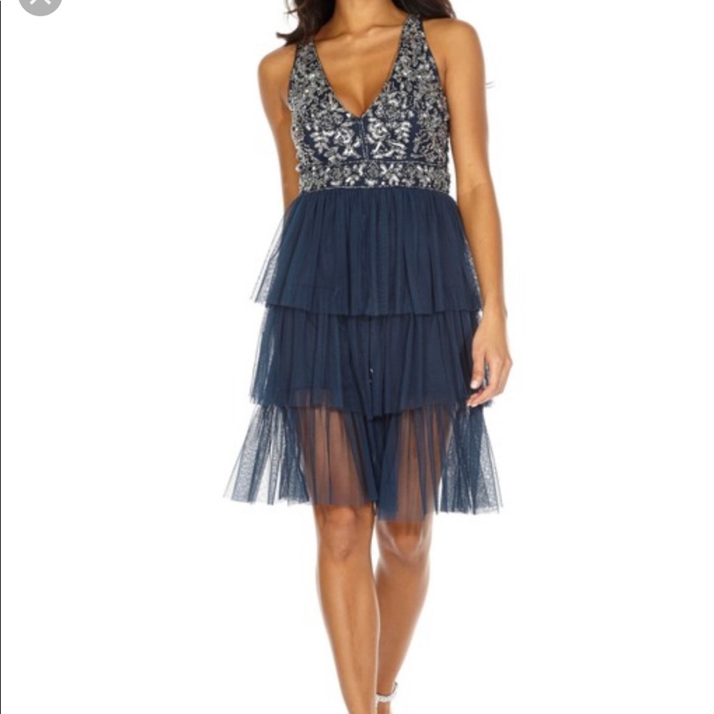 Navy beaded mini dress